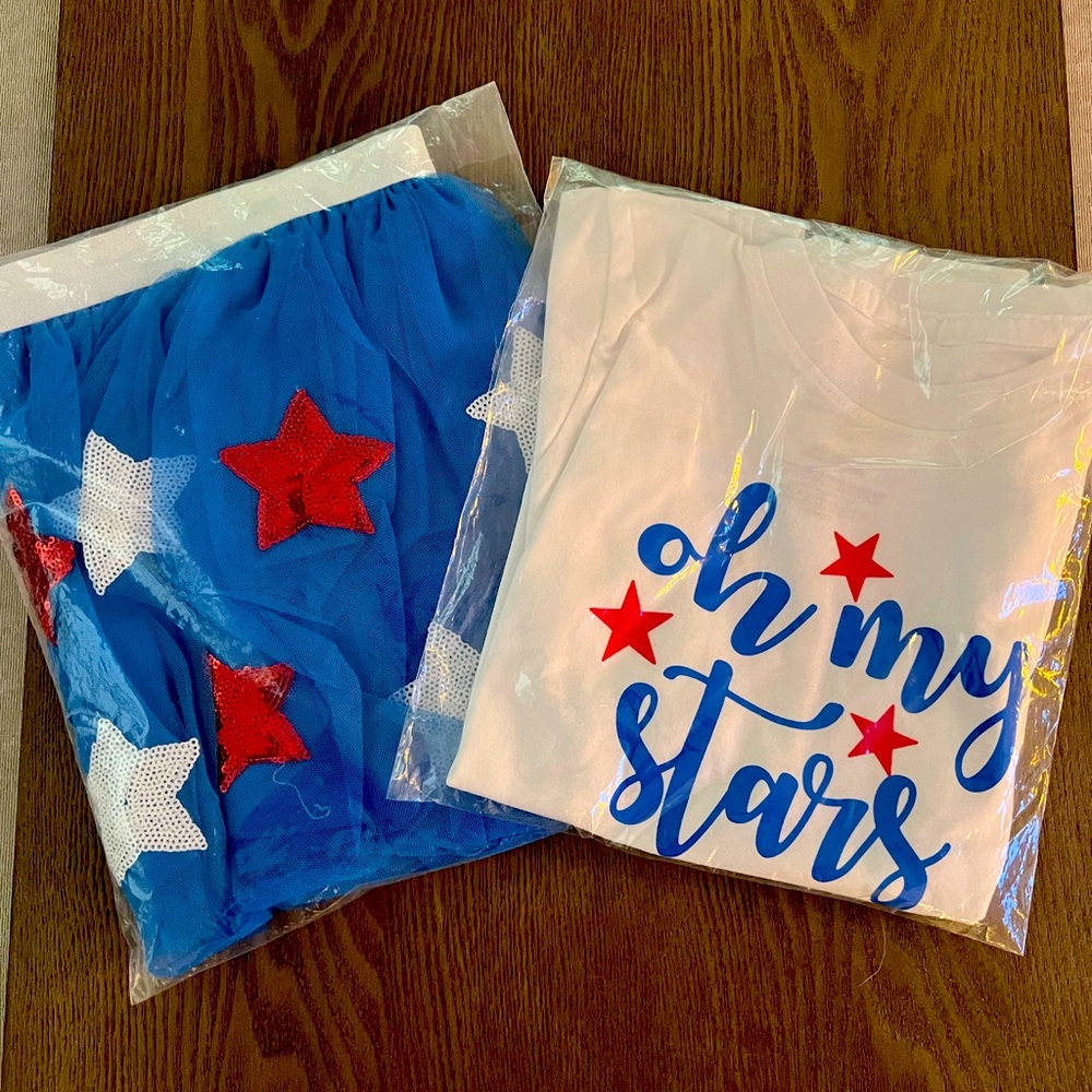 Girls “Oh My Stars” skirt and t-shirt